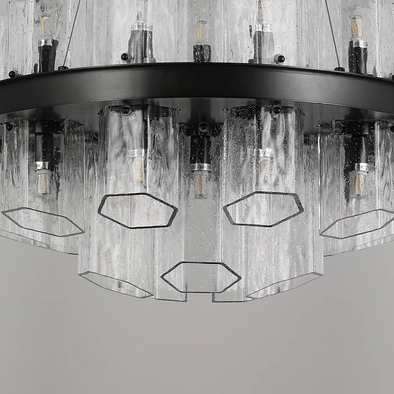Elevate Your Interiors with the Hexagonal Textured Glass Chandelier: A Modern Lighting Marvel